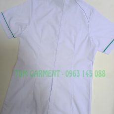 [Có Sẵn] Mẫu áo blouse trắng tay ngắn cổ mao màu két phối viền dành cho dược sĩ, điều dưỡng