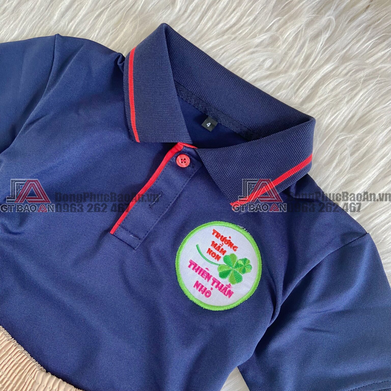 Mẫu đồng phục mẫu giáo cho bé cao cấp, thêu logo theo yêu cầu TP HCM - Mầm Non Thiên Thần Nhỏ