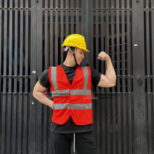 Áo gile bảo hộ phản quang đỏ