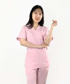 scrubs đồng phục spa hồng nhạt