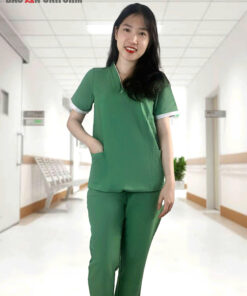 scrubs đồng phục spa màu xanh lá